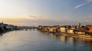 Basel river bank, Switzerland. 1 rheinbasel