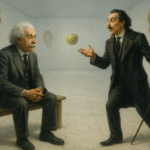 Albert Einstein & Salvador Dalí:  Uhren, Schnurrbärte und Relativität – ein Gespräch zwischen Formeln und Schmelz